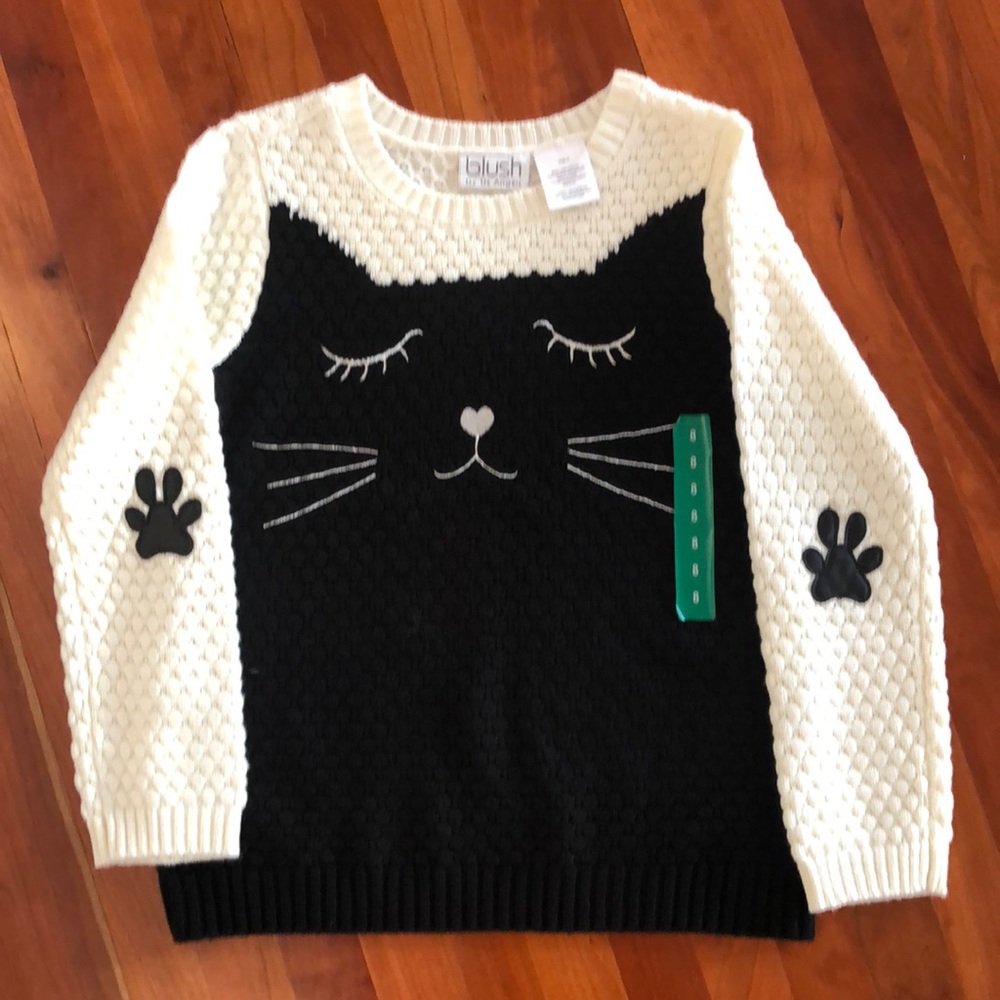 Kitty sweater, black and white